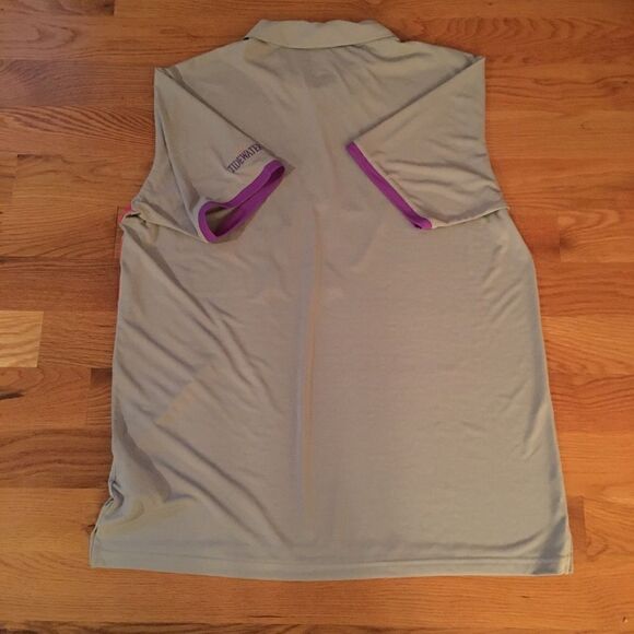 New Adidas Color Block Gray Purple pink Polo Shirt L Tidewater N Myrtle Beach - Picture 2 of 9